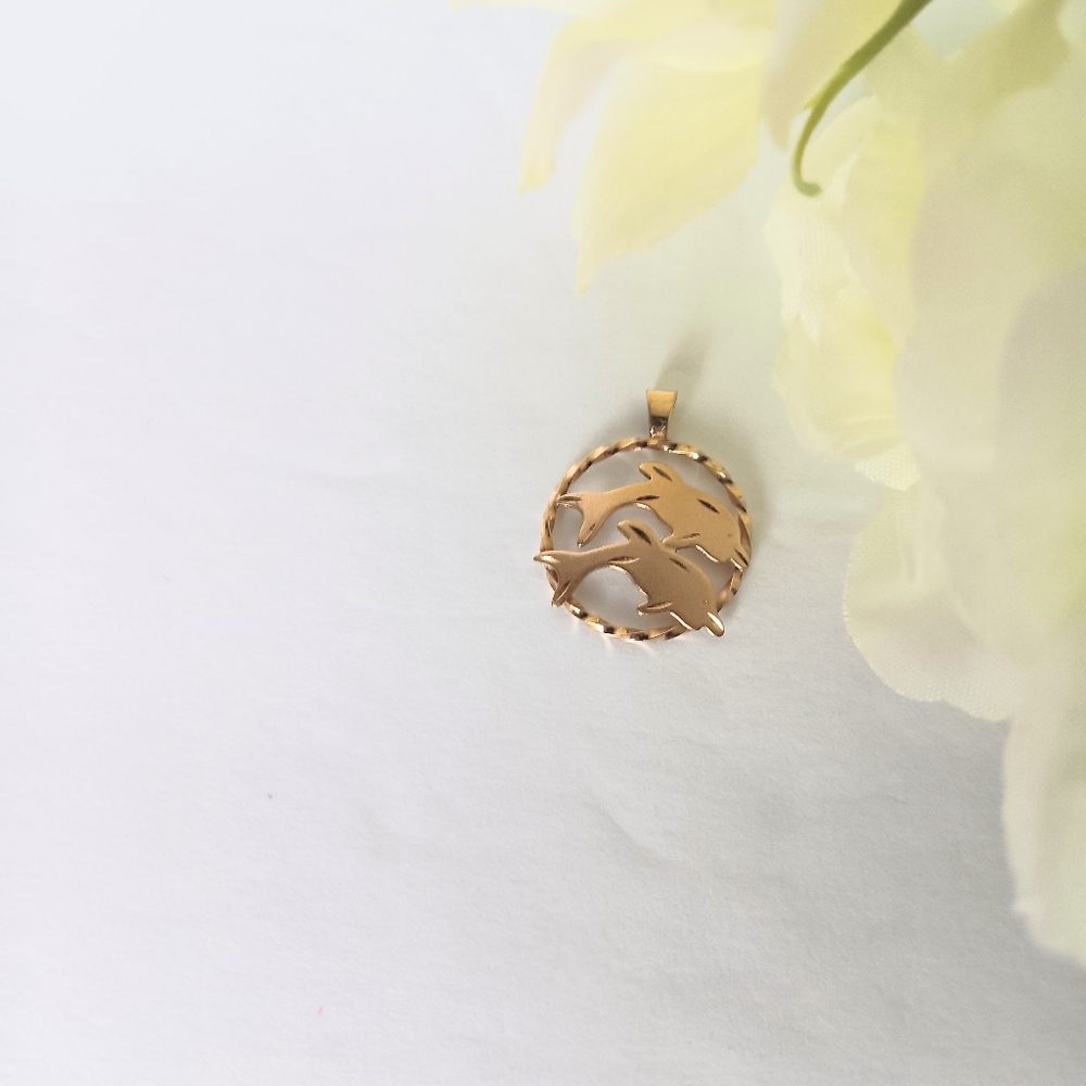 Princess Pride Creations Jumping Dolphines 4KT Gold Filled Charm Pendant